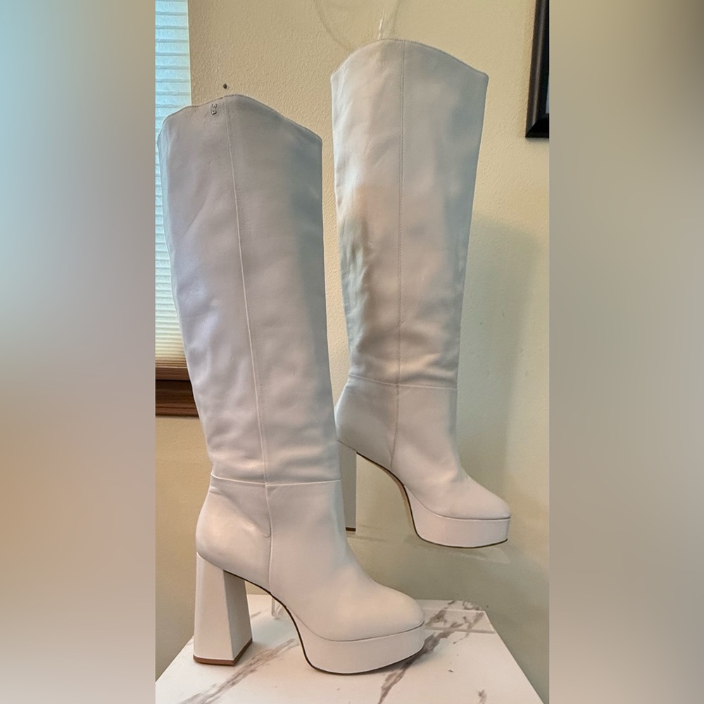 Larroude Biba Knee High Platform Boots, White, Size 11, EUC